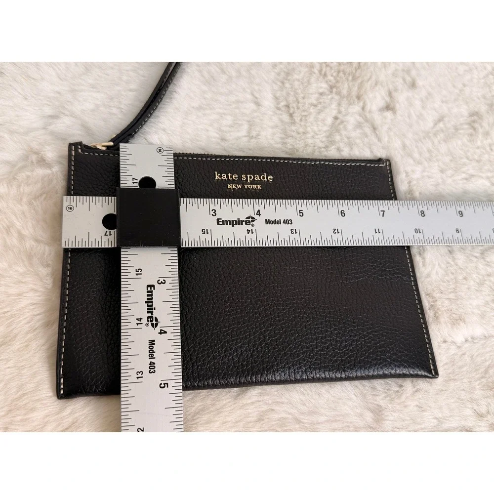 Kate Spade Black Pebbled Leather Wristlet Pouch KA186 Gold Hardware 5